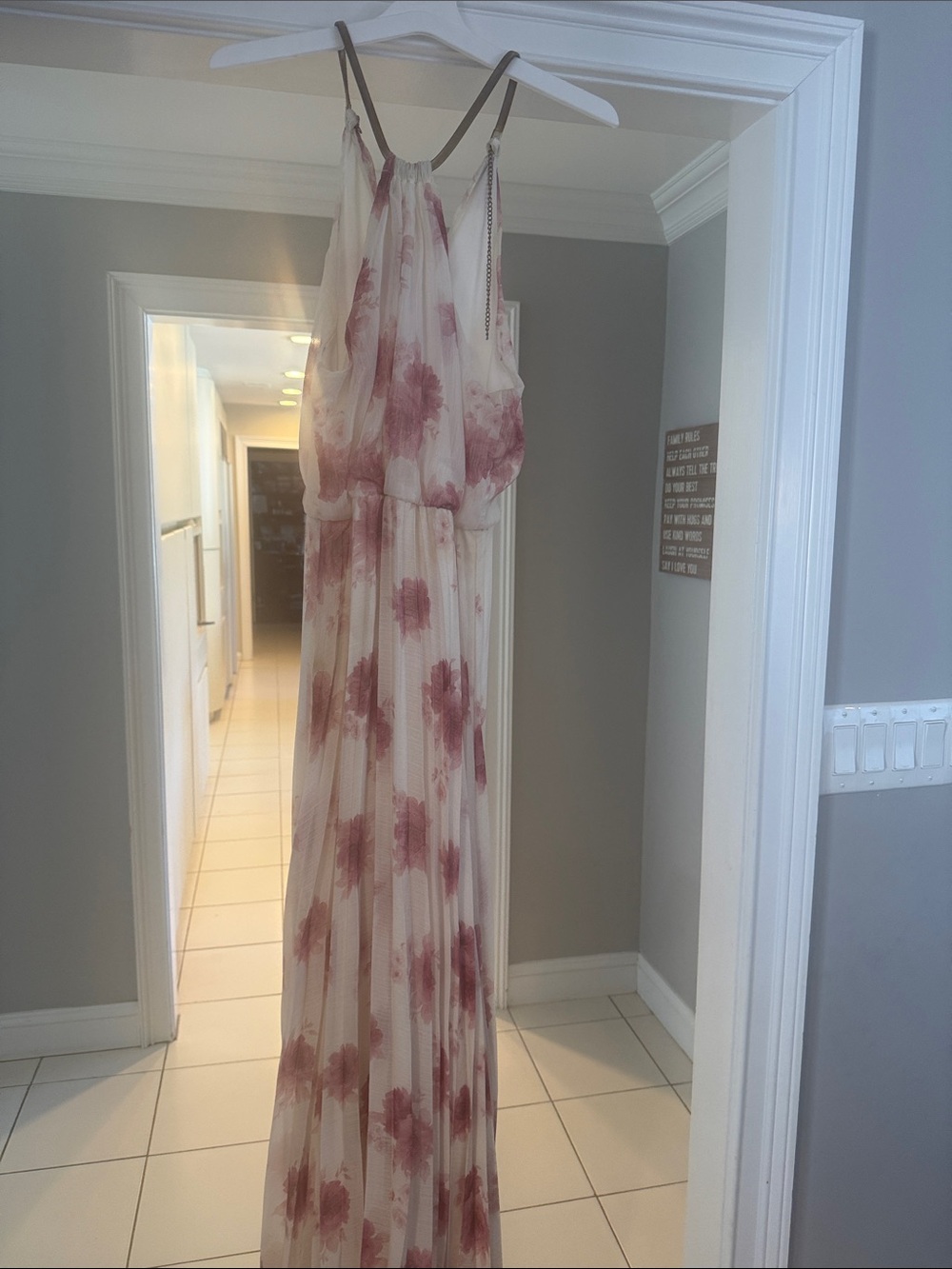 Crystal Doll Cream Dress with Pink Floral Print